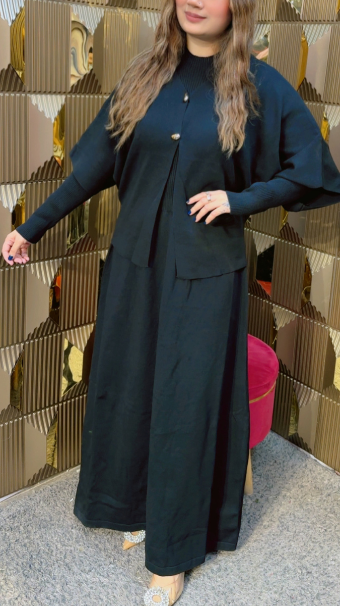 Round High Neck Dress With Loose Half Sleeve Shrug FC1996