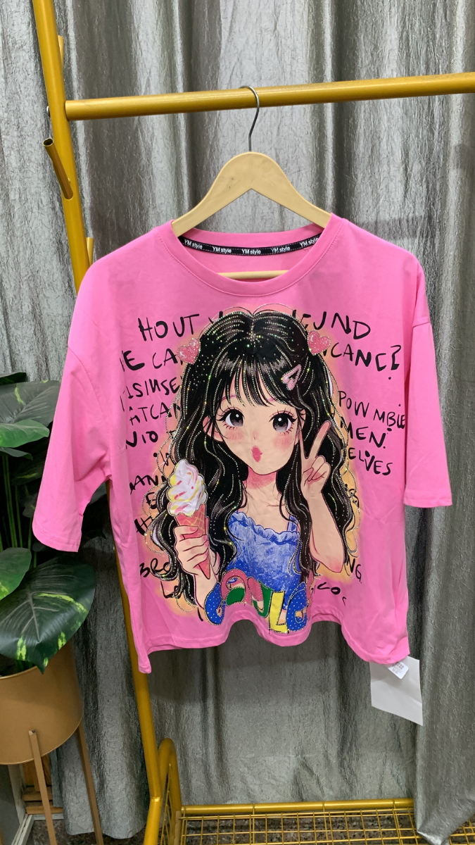 Round Neck Half Sleeve Printed Top FC2457