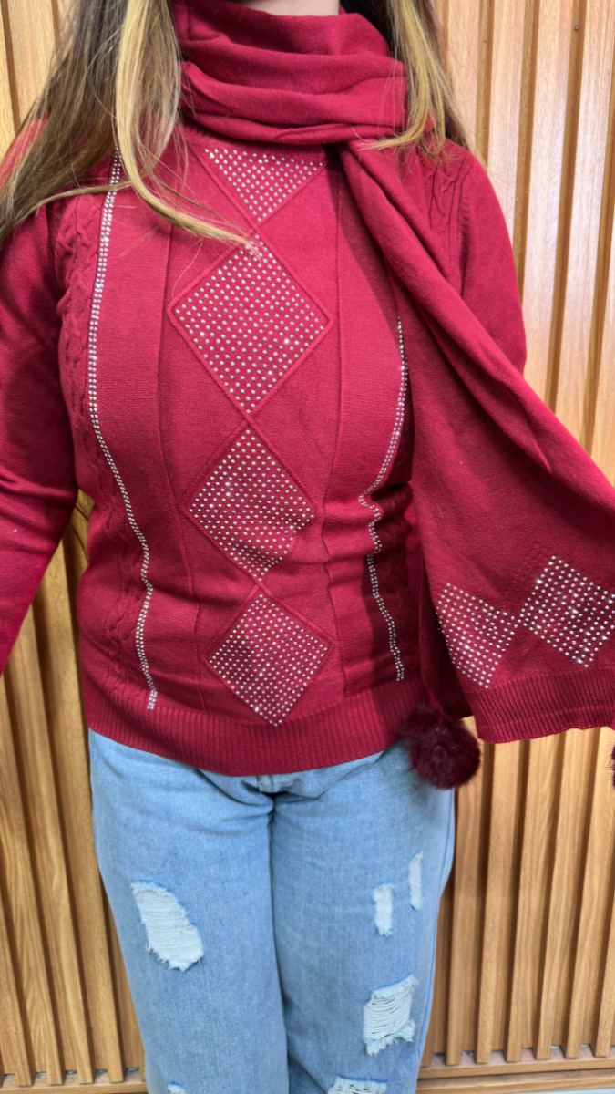 Round Neck Top With Scarf FC1948