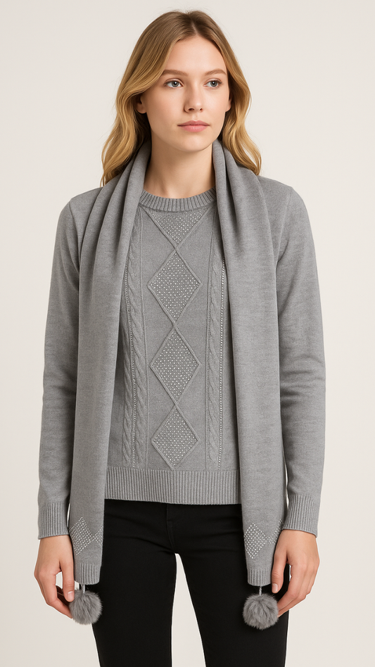Round Neck Top With Scarf FC1948