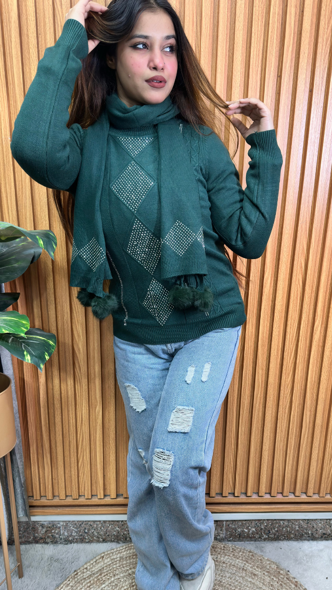 Round Neck Top With Scarf FC1948