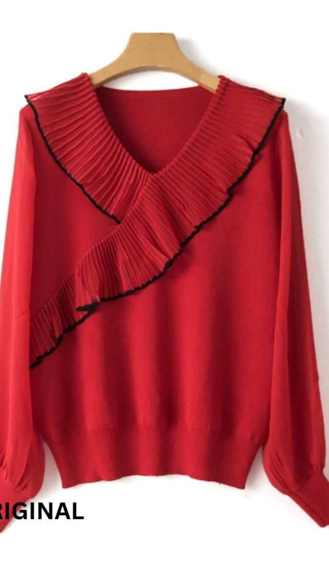 Ruffle Around Neckline Winter Top