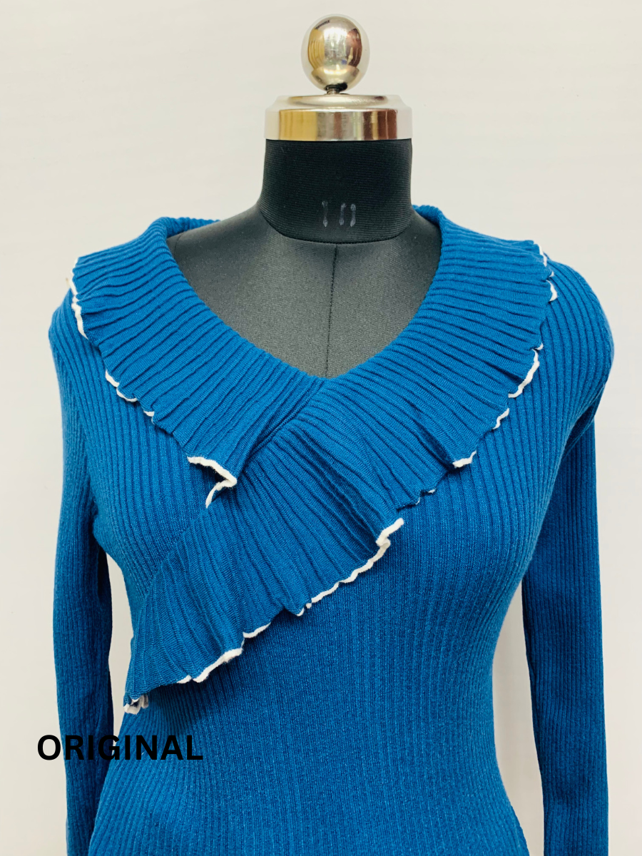 Ruffle Around Neckline Winter Top