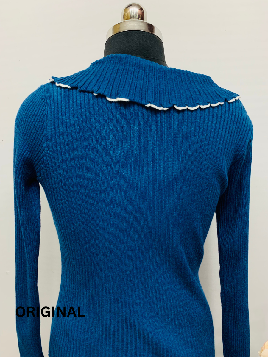 Ruffle Around Neckline Winter Top