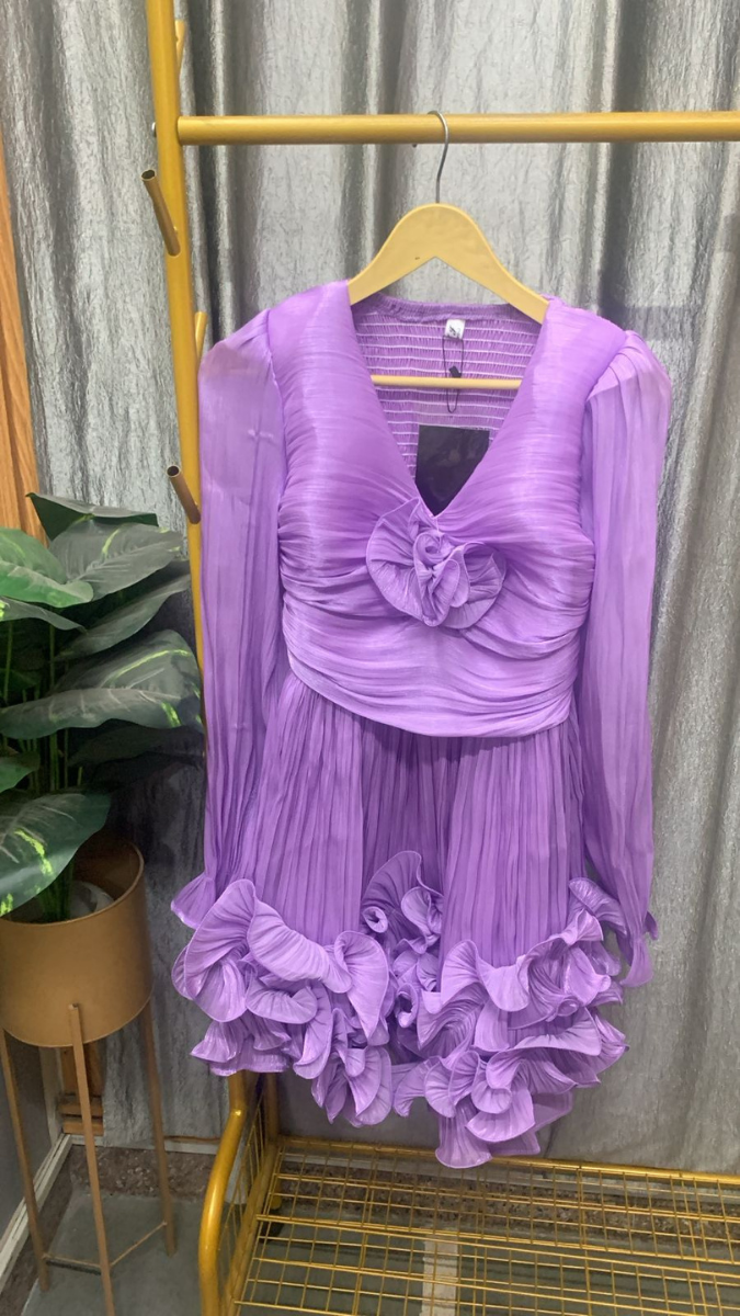 Ruffle Border Wrinkle Mini Dress FC2484