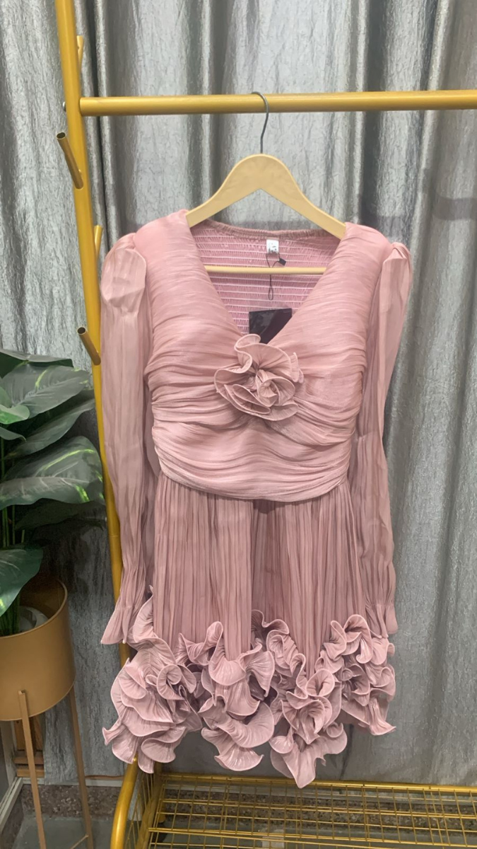 Ruffle Border Wrinkle Mini Dress FC2484