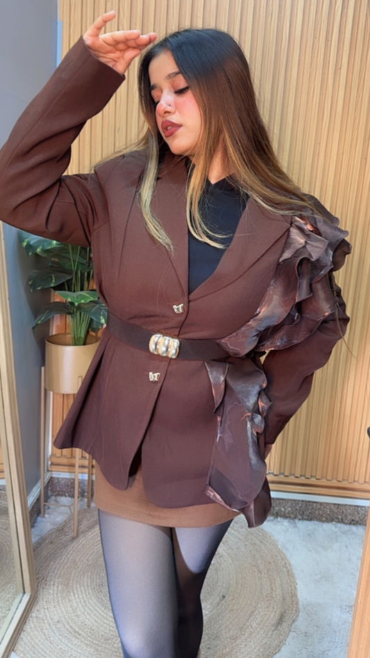 Ruffle Designed One Shoulder Blazer FC2093