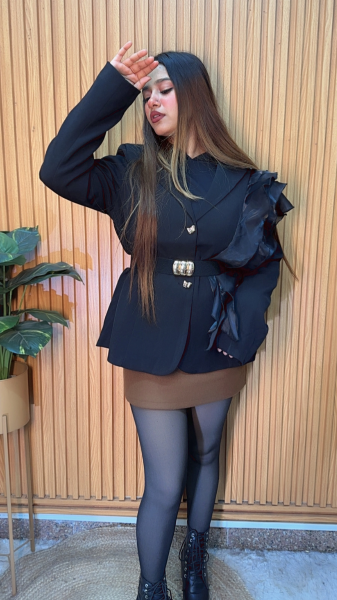 Ruffle Designed One Shoulder Blazer FC2093