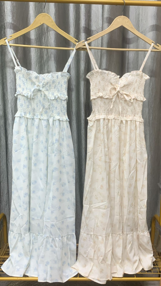 Ruffle Designed Strap Sleeve Maxi Dress FC2363