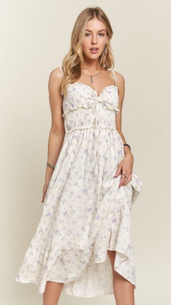 Ruffle Designed Strap Sleeve Midi Dress FC2365