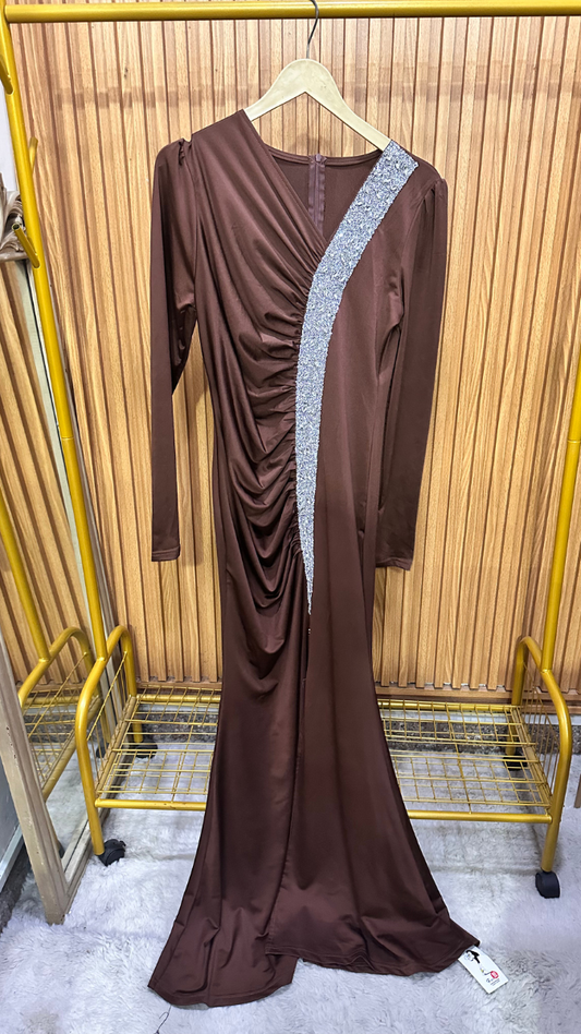 Ruffle Designed With Crystal Front Dress FC1964