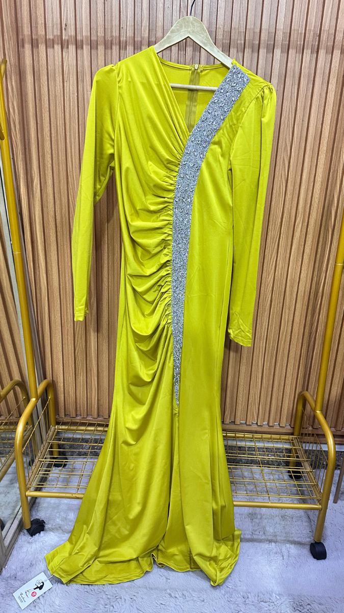 Ruffle Designed With Crystal Front Dress FC1964