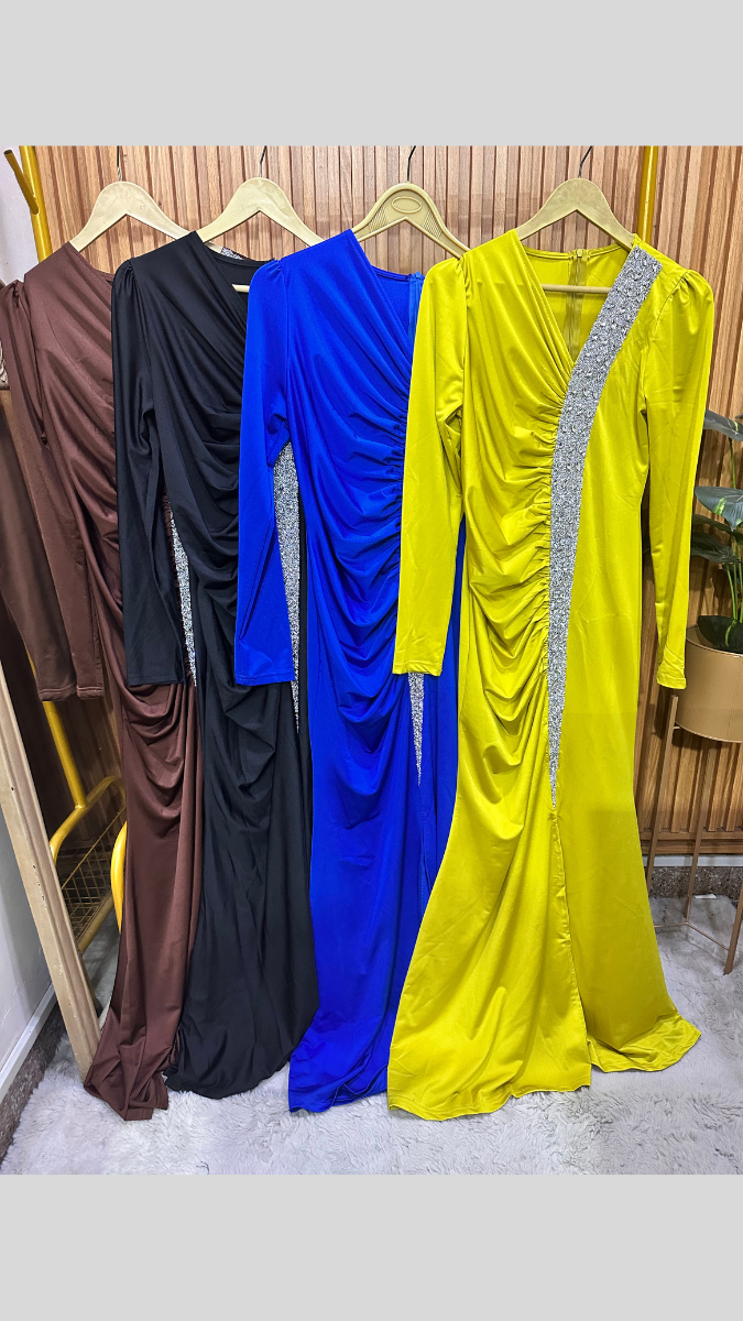 Ruffle Designed With Crystal Front Dress FC1964