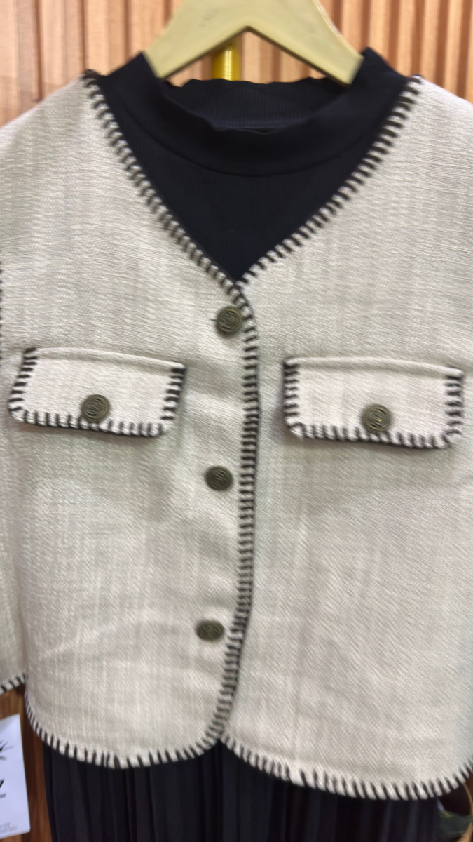 Ruffle Dress And Tweed Sleeveless V- Neck Blazer FC1979