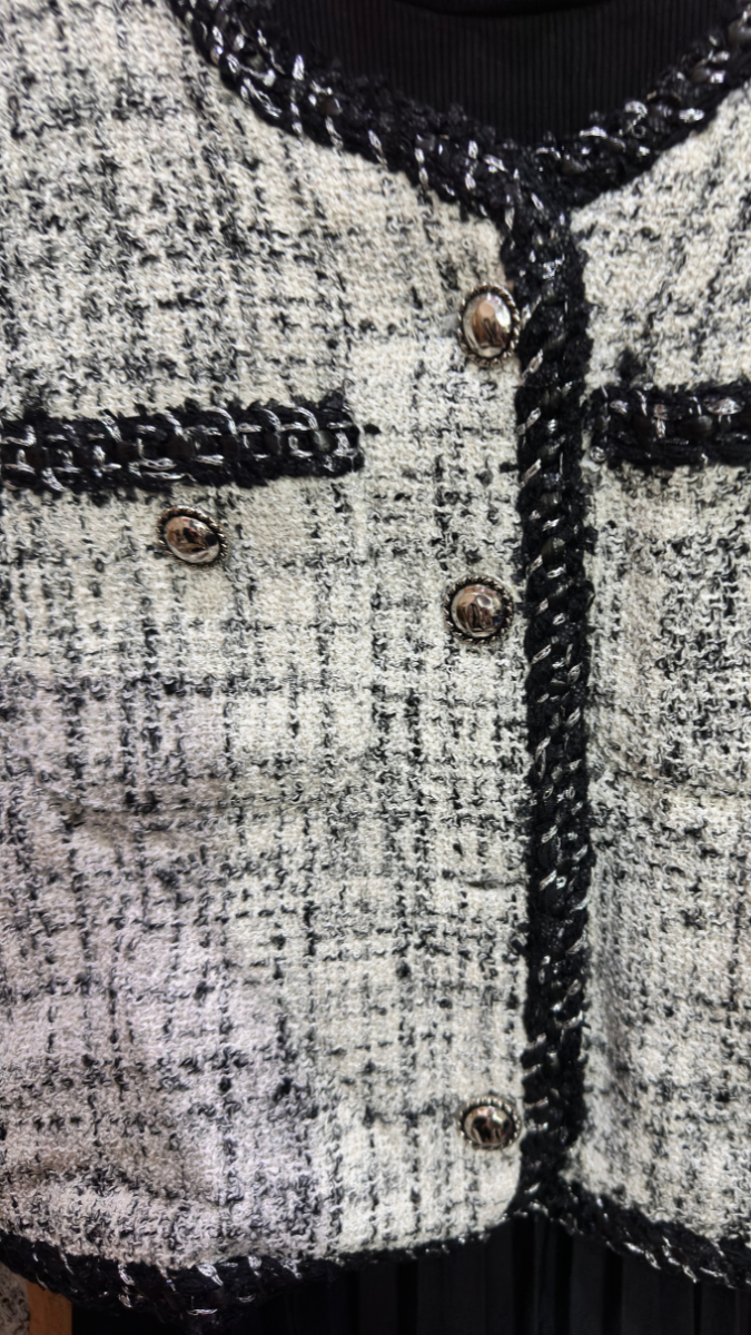 Ruffle Dress With Tweed Blazer FC1976