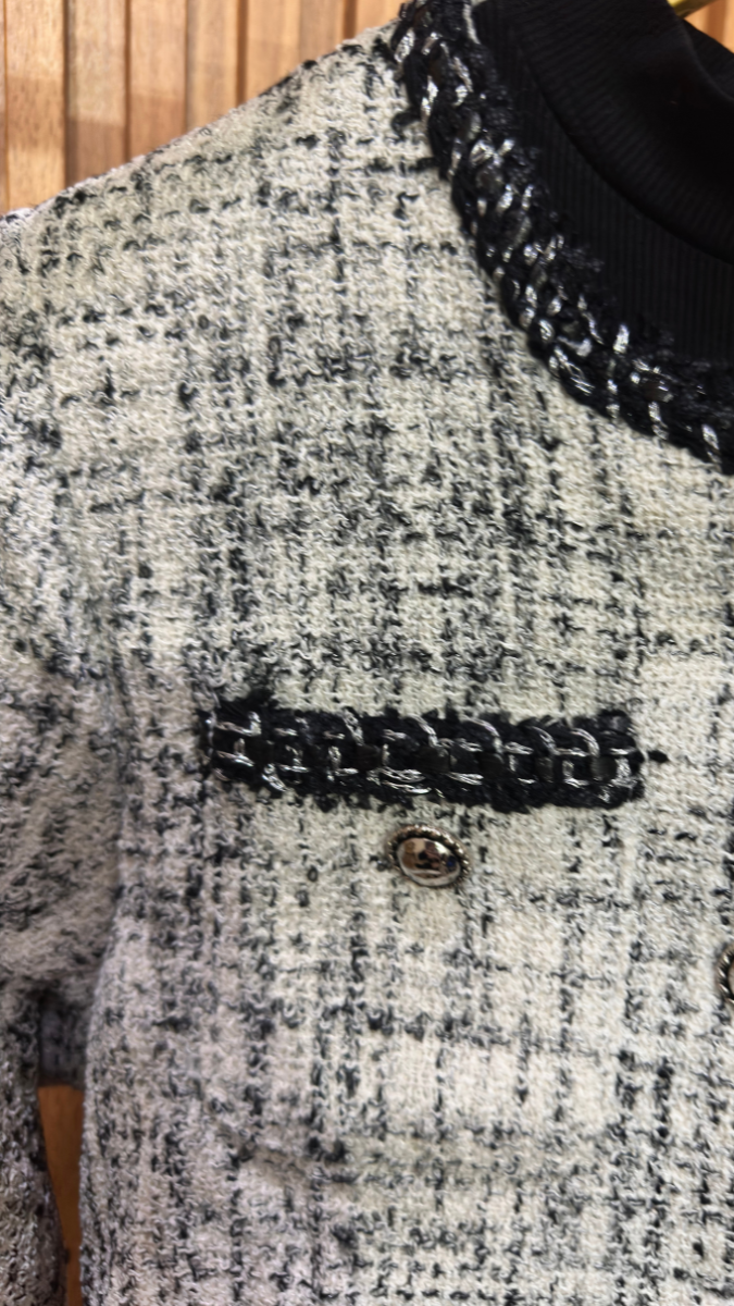 Ruffle Dress With Tweed Blazer FC1976