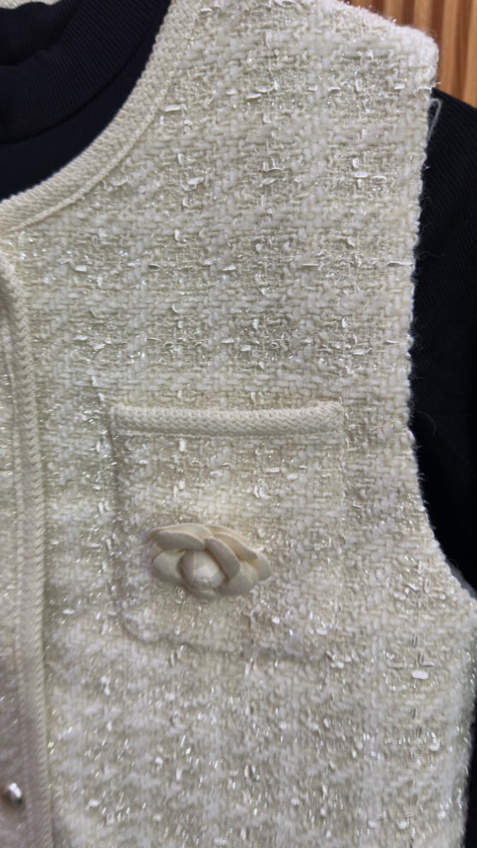 Ruffle Dress With Tweed Sleeveless Blazer FC1977