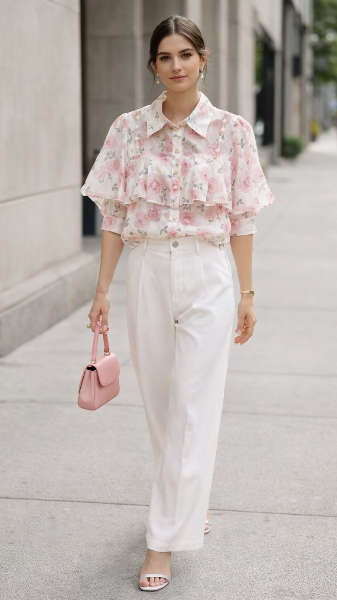 Ruffle Floral Printed Top FC2255