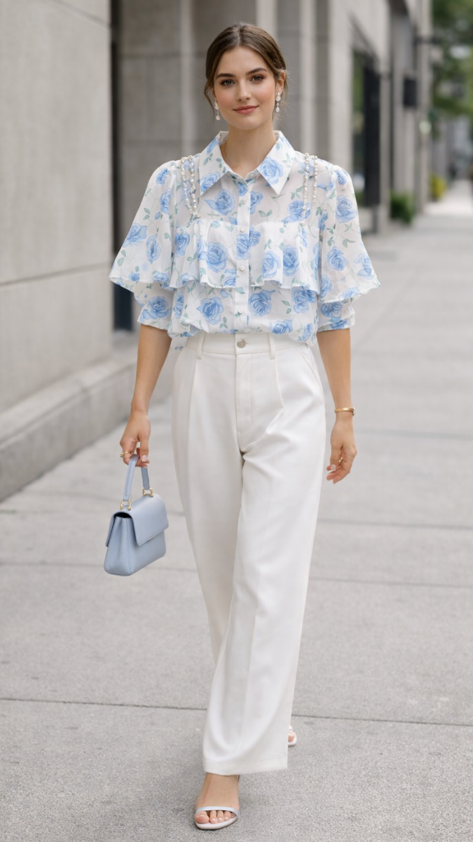 Ruffle Floral Printed Top FC2255