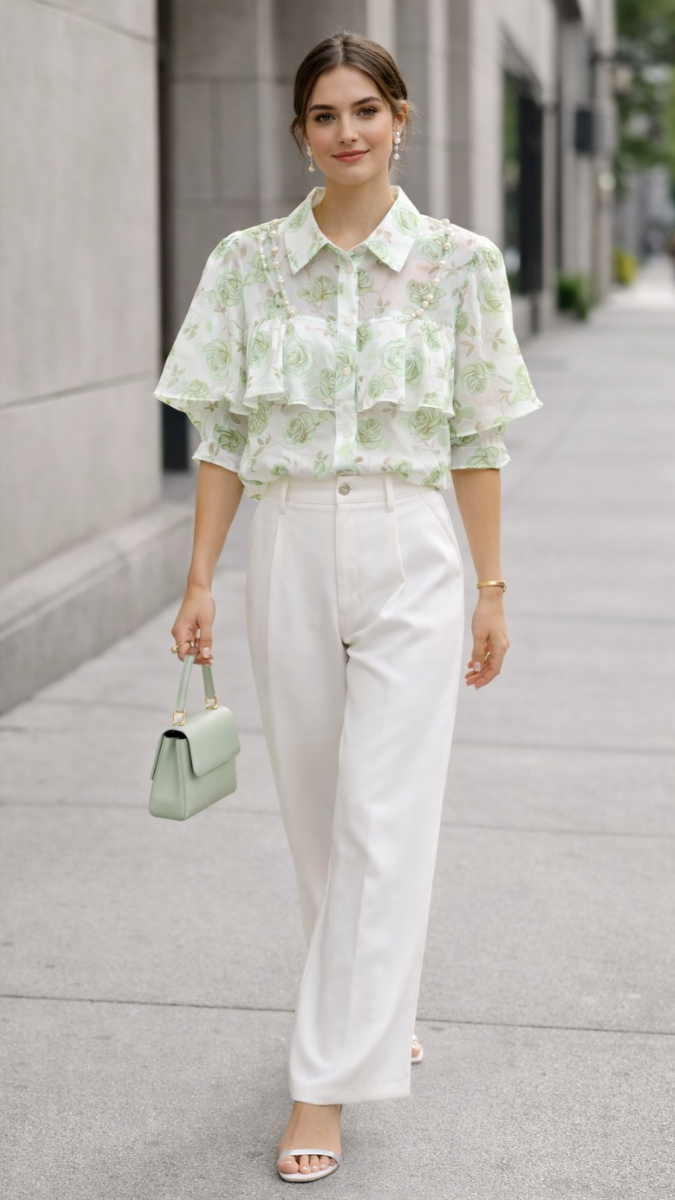 Ruffle Floral Printed Top FC2255