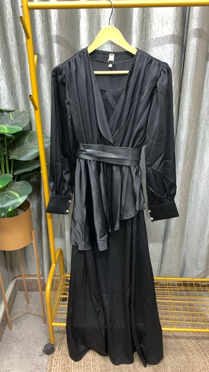 Ruffle Long Top With A- Line Skirt Set FC2328
