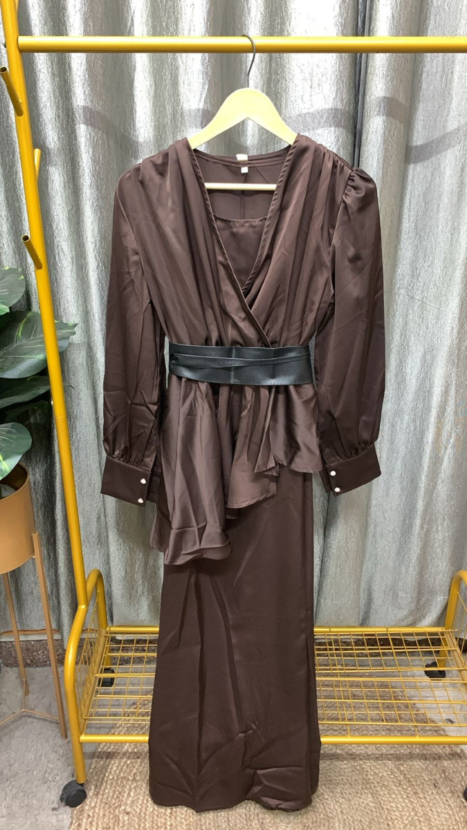 Ruffle Long Top With A- Line Skirt Set FC2328