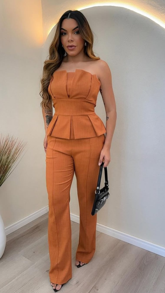 Ruffle Off Shoulder Top And Pant Coord Set FC2157