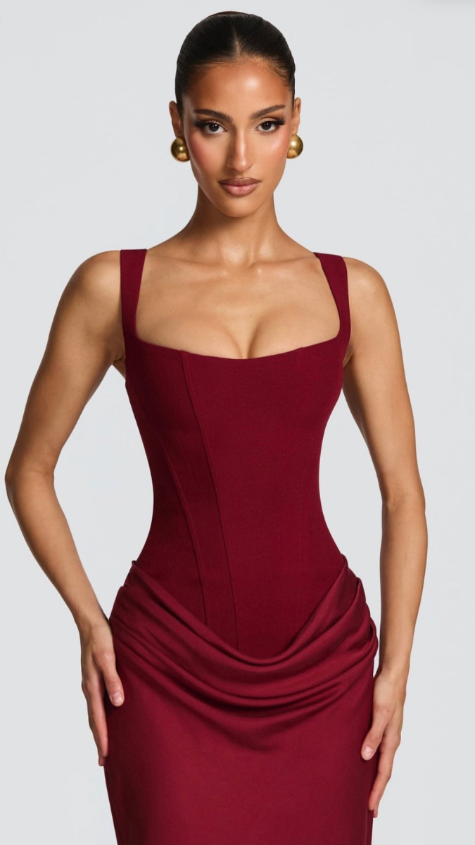 Ruffle Waist Strap Sleeve Bodycon Dress FC2427