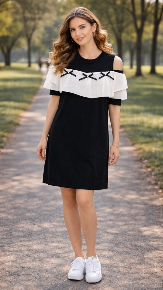 Ruffled Designed Off Shoulder A-Line Mini Dress FC2347