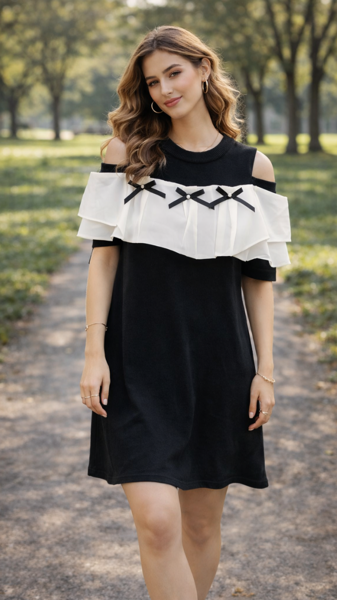 Ruffled Designed Off Shoulder A-Line Mini Dress FC2347