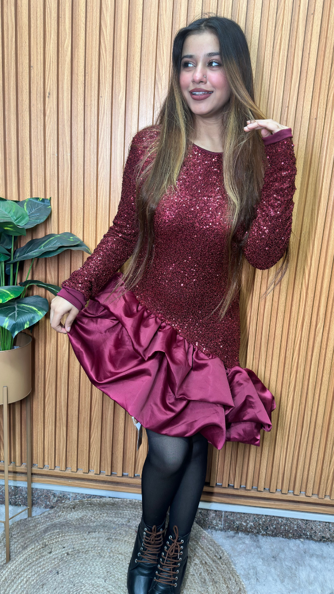 Ruffled Sequin Mini Dress FC2110