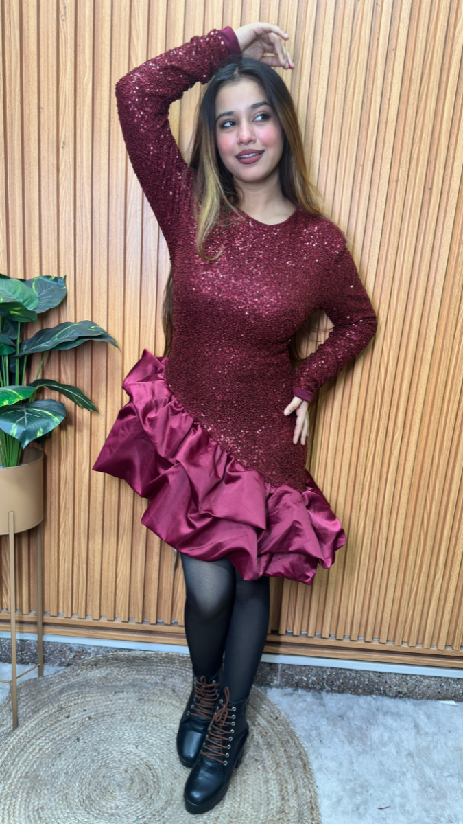 Ruffled Sequin Mini Dress FC2110