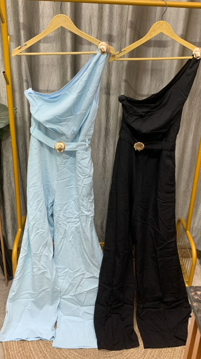 Sea Shell Designed Buckle One Shoulder Jumpsuit FC2310
