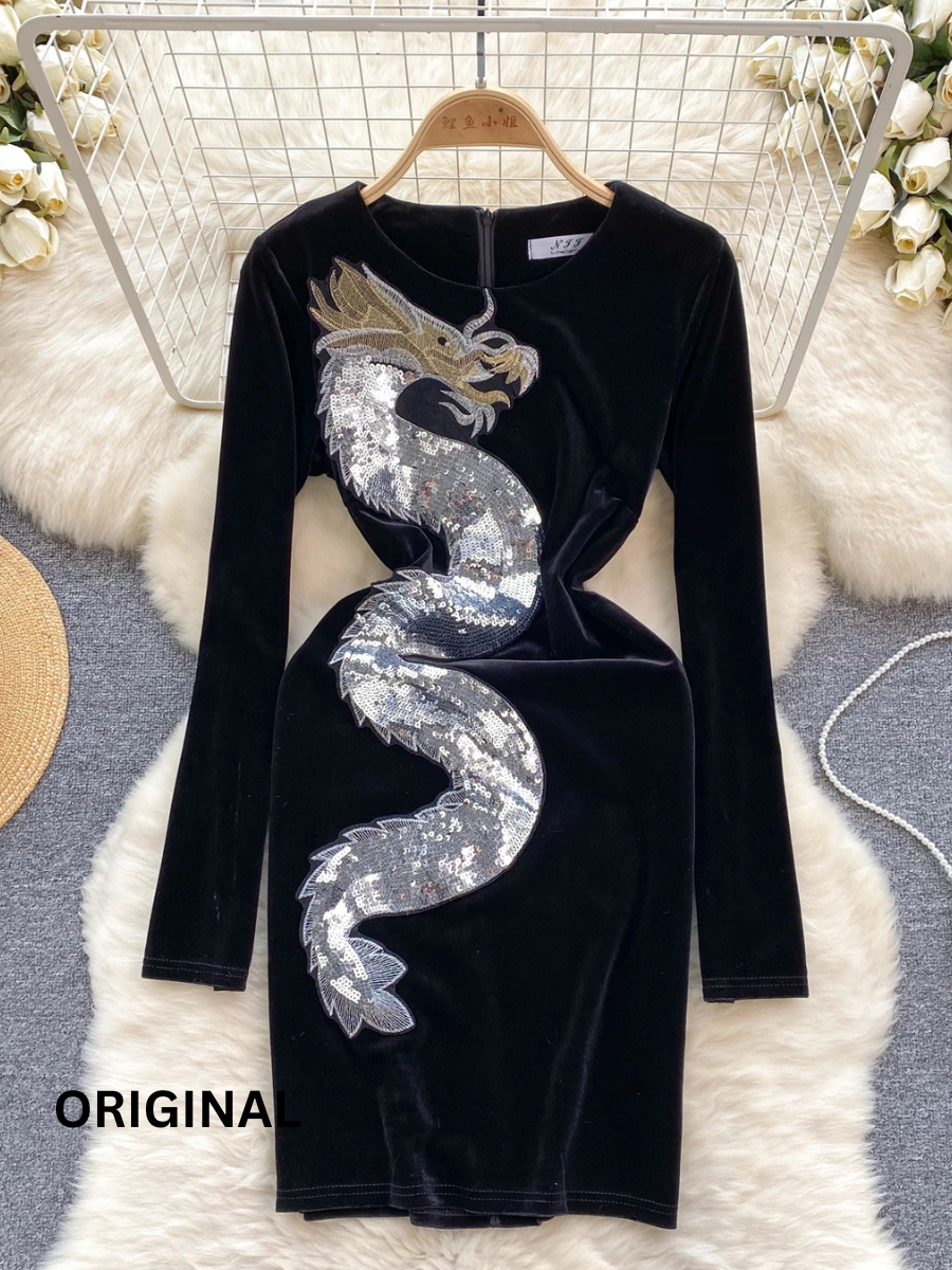 Sequence Embedded Dragon Dress