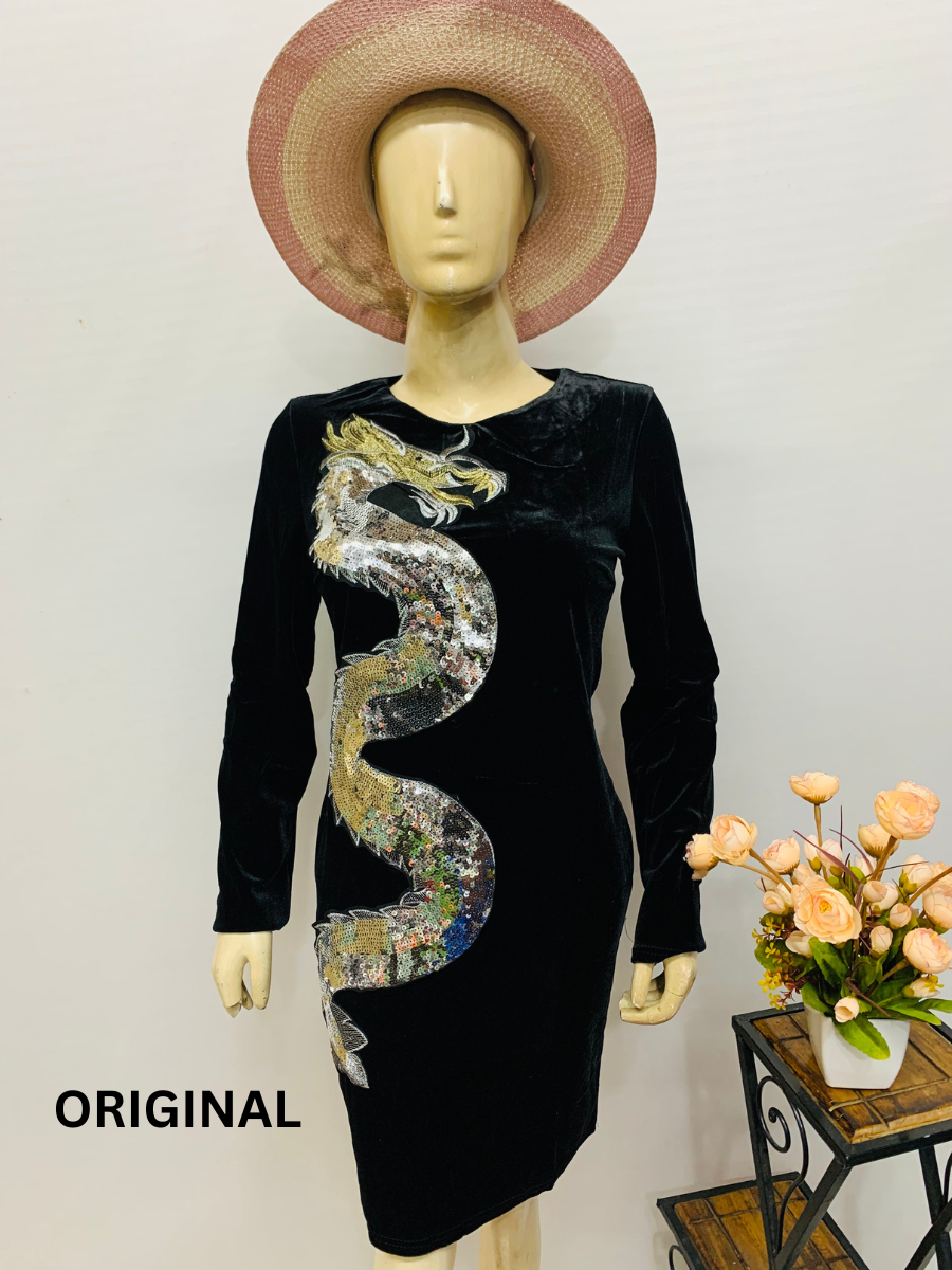 Sequence Embedded Dragon Dress