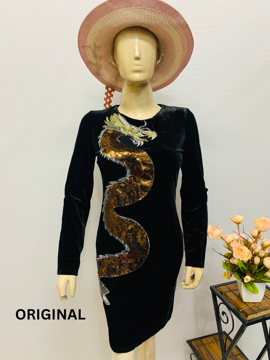 Sequence Embedded Dragon Dress