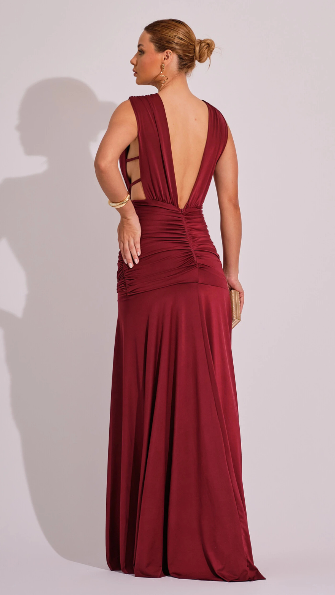 Sexy Deep V Neck Pleaded Waist Dress FC2231