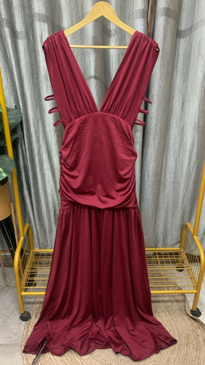 Sexy Deep V Neck Pleaded Waist Dress FC2231