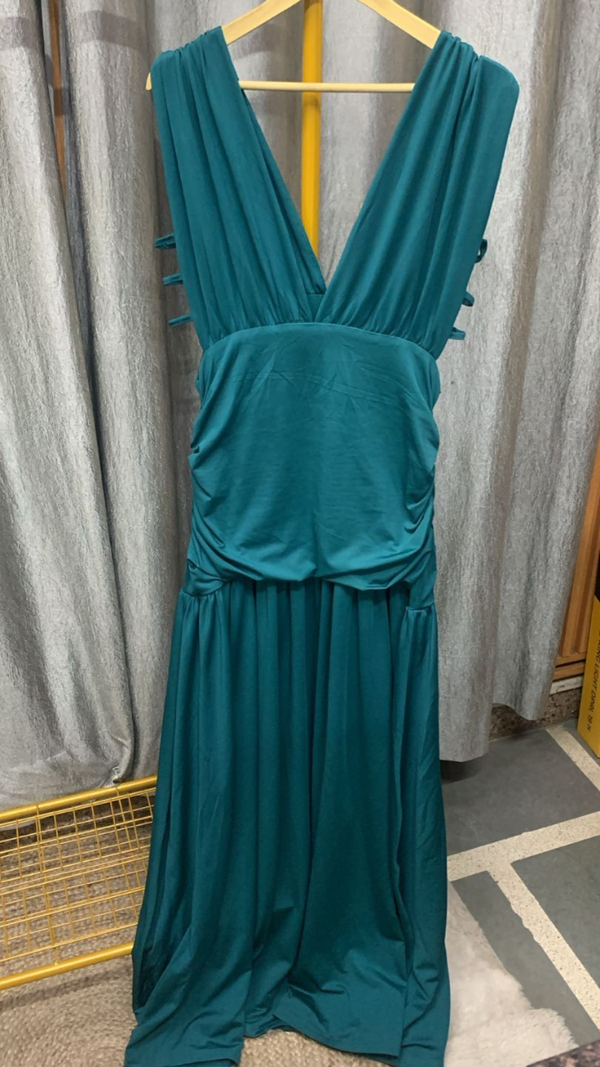 Sexy Deep V Neck Pleaded Waist Dress FC2231