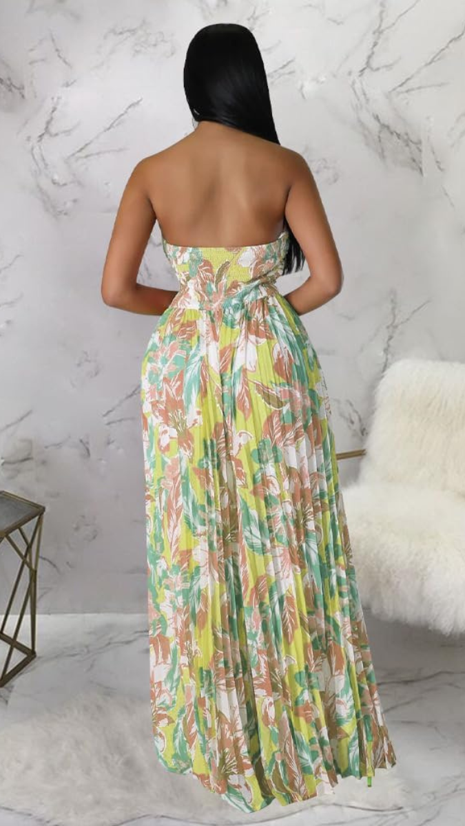 Sexy Printed Pleated Off Shoulder Jumpsuits FC1838