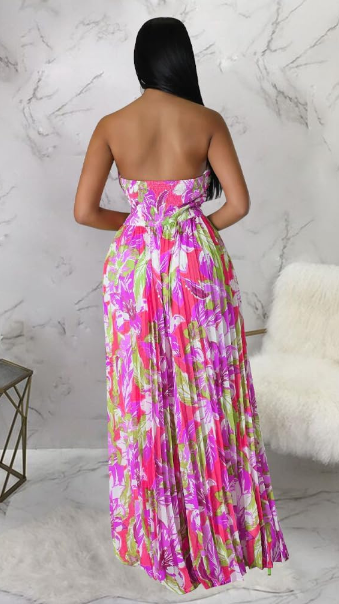 Sexy Printed Pleated Off Shoulder Jumpsuits FC1838