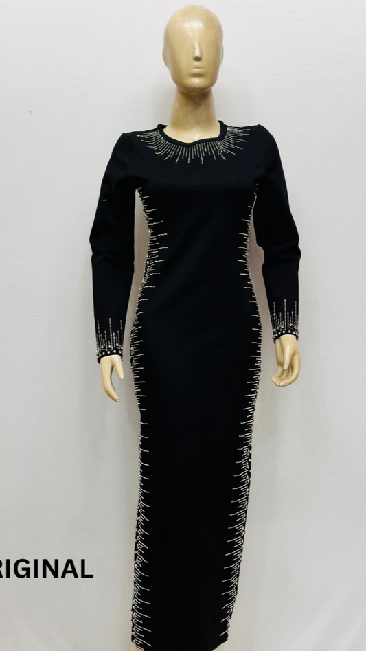 Sexy Rhinestone Design Bodycon Black Winter Dress FC1482