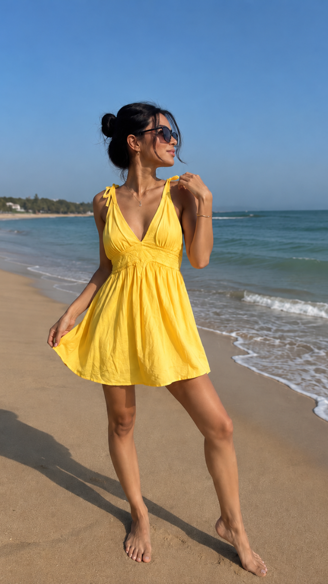 Sexy Deep V Neck Tie Sleeve Mini Dress FC2578