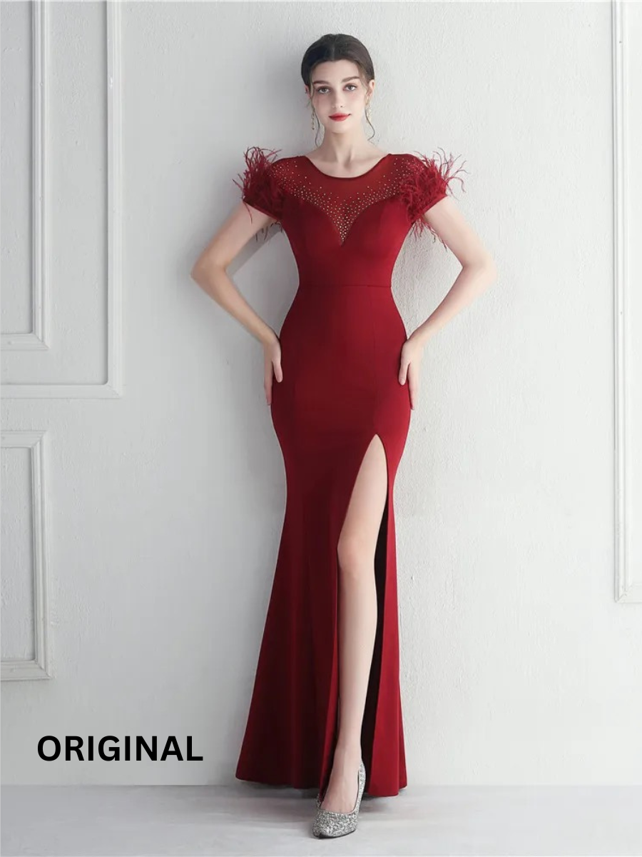 Sexy High Slit Designer Neck Dress FC1498