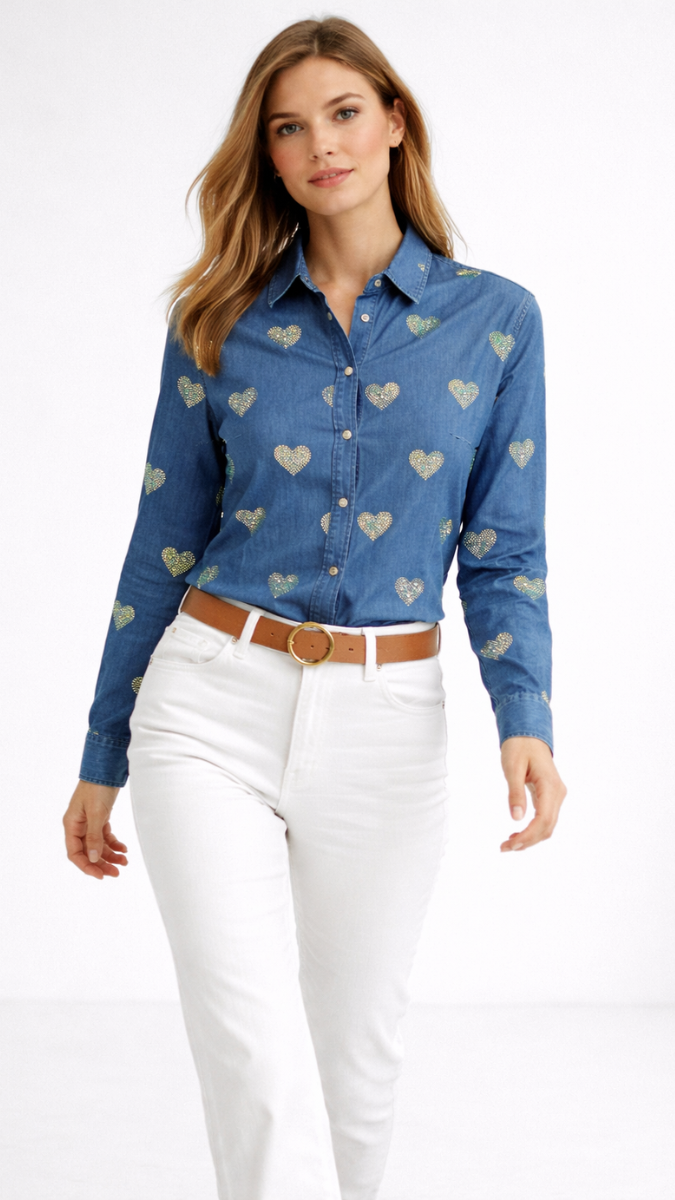 Shimmer Printed Denim Shirt FC2320