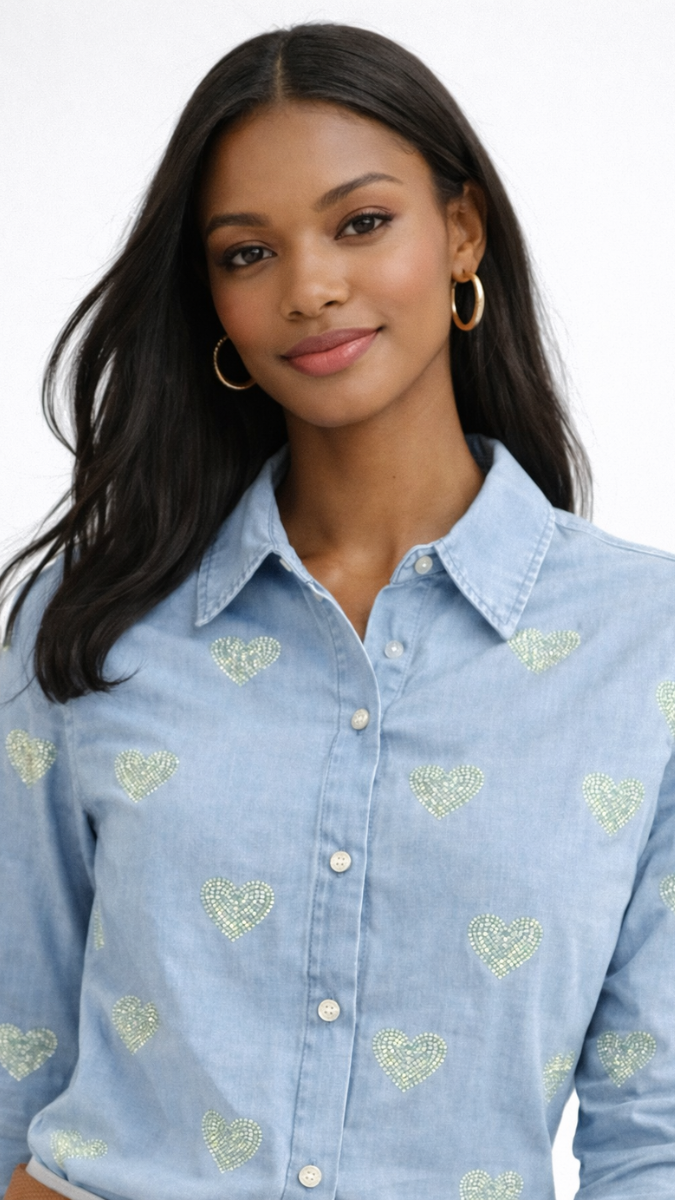 Shimmer Printed Denim Shirt FC2320