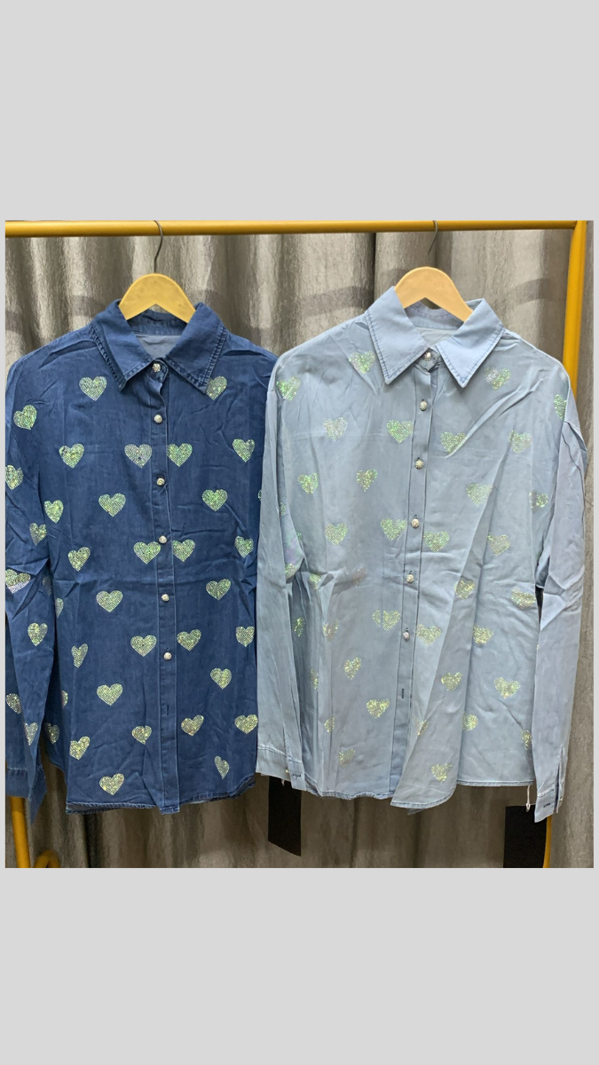 Shimmer Printed Denim Shirt FC2320