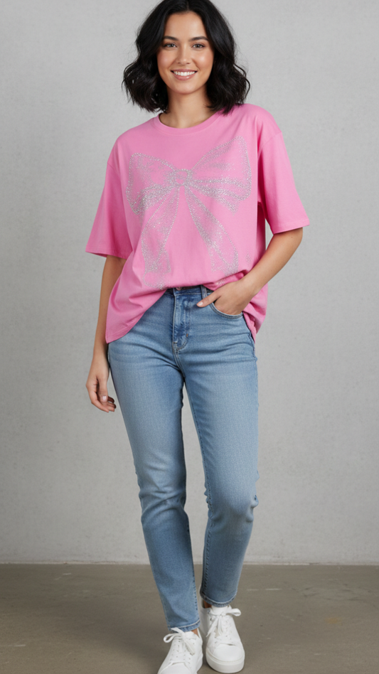 Shinning Bow Printed T- Shirt FC2167