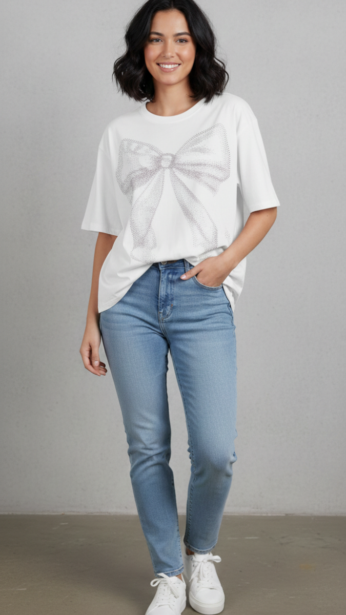 Shinning Bow Printed T- Shirt FC2167