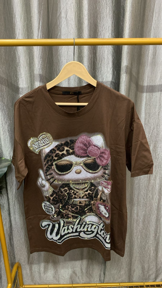 Shiny Kitty Printed T-Shirt FC2474